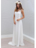 Ivory Lace Chiffon Slit Back Airy Wedding Dress